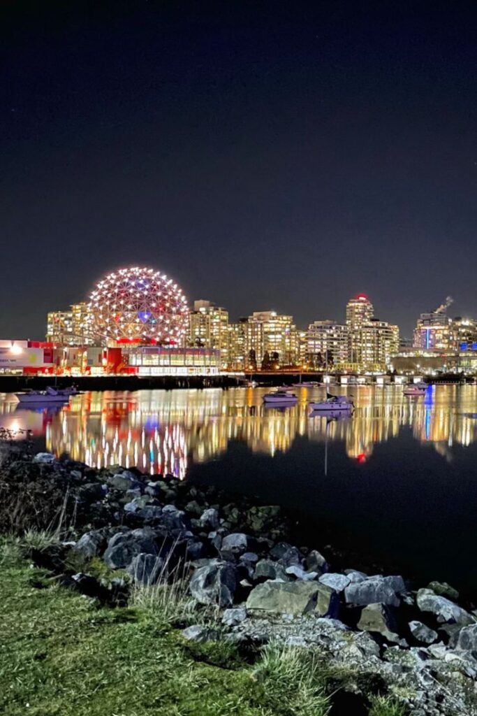 Cidade de Vancouver no Canadá, a noite