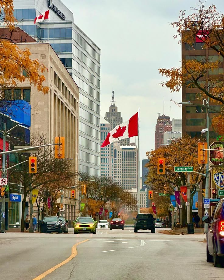 Cidade com a Bandeira do Canadá